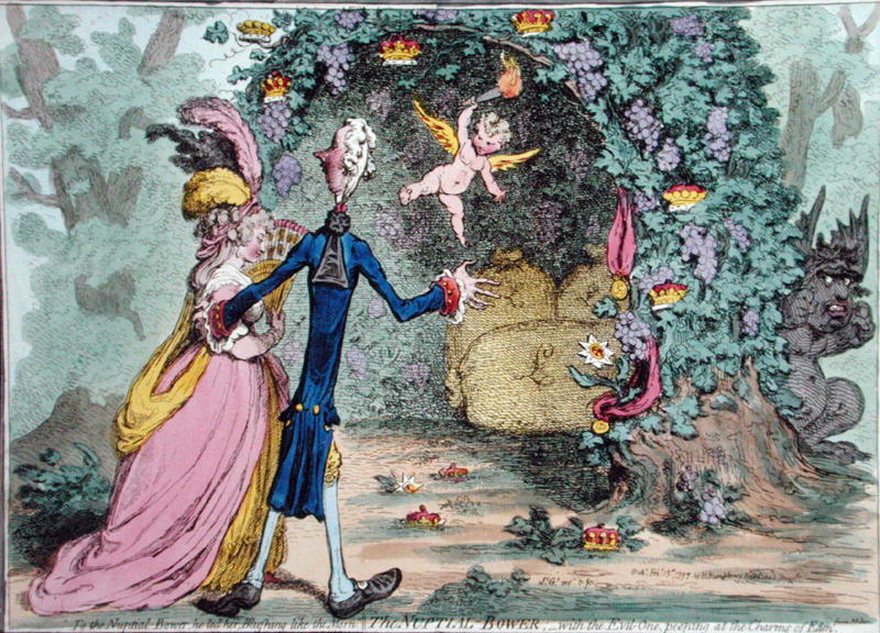 Nuptial Bower With The Evil-One Peeping At The Charms Of Eden by James Gillray